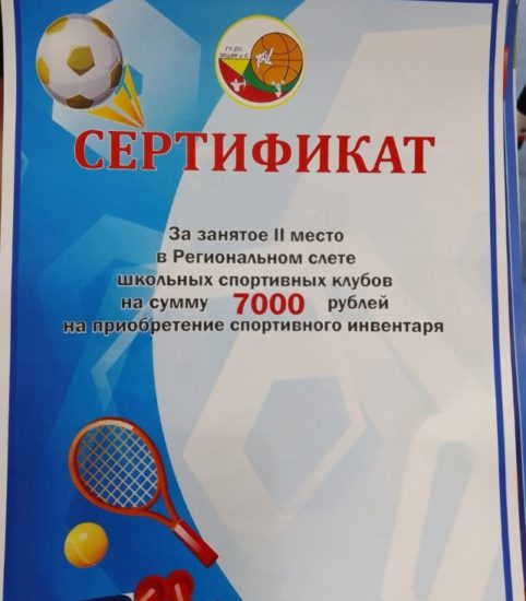 ШСК «Полтинник». Сертификат